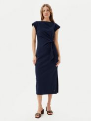 Tommy Hilfiger Sukienka codzienna WW0WW45159 Granatowy Regular Fit. Niebieskie sukienki damskie Tommy Hilfiger, na co dzień, m, bez wzorów, z bawełny, bez kołnierzyka, bez ramiączek, proste. Za 409.99 zł.