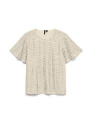 Vero Moda Bluzka w kolorze beżowym rozmiar: S. Brązowe bluzki damskie Vero Moda, s, bez wzorów, z koronki, bez kołnierzyka, bez ramiączek. Za 98.42 zł.