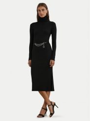 LAUREN RALPH LAUREN Sukienka dzianinowa 250951822001 Czarny Slim Fit. Czarne sukienki damskie Lauren Ralph Lauren, bez wzorów, z bawełny, bez kołnierzyka, bez ramiączek. Za 649.99 zł.