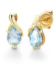 Diamant Exquis Złote kolczyki-wkrętki z topazami rozmiar: onesize. Niebieskie kolczyki damskie Diamant Exquis, z topazem, złote. Za 1,187.99 zł.