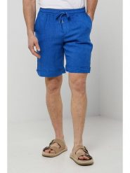 Rodier Lin Lniane szorty w kolorze niebieskim rozmiar: L/XL. Niebieskie szorty męskie Rodier Lin, ze lnu, bez kołnierzyka. Za 149.31 zł.