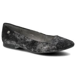 Baleriny damskie Maciejka, skóra zamszowa z połyskującymi drobinami but wsuwany i na płaskiej podeszwie, czarne srebrne, 00873-12-00-5. Czarne baleriny damskie Maciejka, bez wzorów, ze skóry, bez obcasa, na obcasie. Za 149.00 zł.