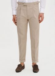 PAKO LORENTE - Spodnie męskie w prążek z lnem. Spodnie materiałowe męskie Pako Lorente, bez wzorów, z bawełny, casualowe. Za 249.99 zł.