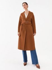TWINSET Płaszcz wełniany 232TP2013 Brązowy Regular Fit. Brązowe płaszcze damskie Twinset, na zimę, bez wzorów, z syntetyku. Za 3,169.00 zł.