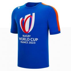 Koszulka Macron RWC France 2023. Czerwone topy sportowe damskie RUGBY WORLD CUP 2023, l, bez wzorów, z bawełny, bez ramiączek. Za 223.50 zł.