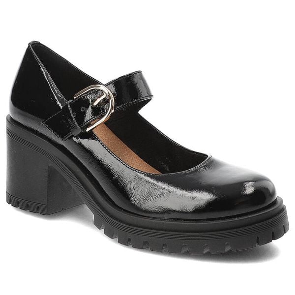 Czarne Półbuty Armodo Stylowe Lakierowane Obuwie Damskie. Czarne półbuty damskie Armodo, bez wzorów, z lakierowanej skóry, eleganckie, bez obcasa. Za 359.00 zł.