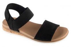 Sandały damskie, Desert Kiss Low-Top Look. Czarne sandały damskie Skechers, bez wzorów, z materiału, bez obcasa. Za 179.99 zł.