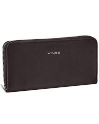 Portfel damski WINGS WILLOW duży elegancki BLACK. Czarne portfele damskie Wings, bez wzorów, z materiału. Za 69.90 zł.