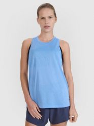 4F Top do biegania regular szybkoschnący damski - granatowy L. Niebieskie topy damskie 4f, l, bez wzorów, z dzianiny, bez kołnierzyka. W wyprzedaży za 59.99 zł.