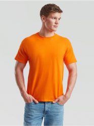 Oryginalna koszulka dla dorosłych Fruit Of The Loom w kolorze pomarańczowym. Brązowe t-shirty damskie Fruit of the Loom, xl, bez wzorów, z bawełny, bez kołnierzyka. Za 125.99 zł.