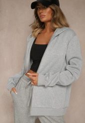 Szara Bluza Rozpinana z Kapturem Ozdobiona Sznurkami Odiola. Szare bluzy sportowe damskie Renee, l, z jeansu. Za 59.99 zł.