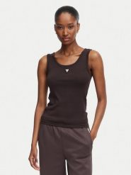 Guess Top V6YP09 K4312 Brązowy ciemny Regular Fit. Brązowe topy damskie Guess, m, z aplikacjami, z bawełny, bez ramiączek. Za 154.99 zł.