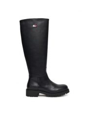 Tommy Jeans Kozaki Tjw Stretchy Long Shaft Boot EN0EN02828 Czarny. Czarne kozaki damskie Tommy Jeans, z jeansu, bez obcasa, na płaskiej podeszwie. Za 629.99 zł.