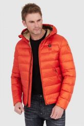 BLAUER Pomarańczowa męska puchowa kurtka Sergio z kapturem, Rozmiar XXL. Brązowe kurtki męskie Blauer USA, l, bez wzorów, z puchu, z kapturem. W wyprzedaży za 1,299.99 zł.