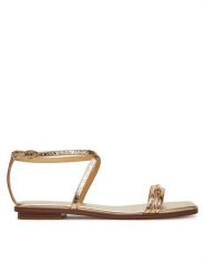 MICHAEL Michael Kors Sandały Lena 40S5LEFS1M Złoty. Żółte sandały damskie MICHAEL Michael Kors, bez wzorów, ze lnu, bez obcasa, na płaskiej podeszwie. Za 399.99 zł.