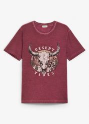 T-shirt z efektem sprania, z czystej bawełny organicznej. Szare t-shirty męskie bonprix, l, bez wzorów, z bawełny, bez kołnierzyka. Za 57.99 zł.