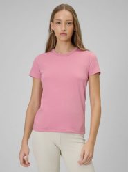 4F T-shirt slim gładki damski - różowy S. Czerwone t-shirty damskie 4f, s, bez wzorów, z bawełny, bez kołnierzyka. Za 49.99 zł.