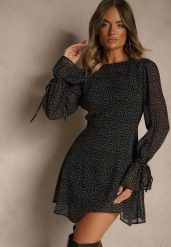 Czarna Sukienka Vices Ozdobiona Transparentnymi Rękawami i Kropkami Celziva. Czarne sukienki damskie Renee, na co dzień, l, bez wzorów, z koronki, eleganckie, bez kołnierzyka, bez ramiączek, mini, dopasowane. Za 99.99 zł.