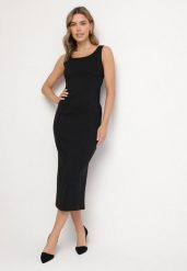 Czarna Sukienka na Ramiączkach z Wiskozą o Ołówkowym Kroju z Rozcięciem Tirbia. Czarne sukienki damskie Born2be, l, bez wzorów, z jeansu, eleganckie, bez kołnierzyka, bez ramiączek, maxi, ołówkowe. W wyprzedaży za 95.99 zł.