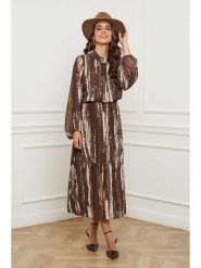 L'armoire de Suzette Sukienka w kolorze brązowo-kremowym rozmiar: 38/40. Brązowe sukienki damskie L'armoire de Suzette, l, bez wzorów, klasyczne, bez kołnierzyka, bez ramiączek, maxi. Za 166.10 zł.