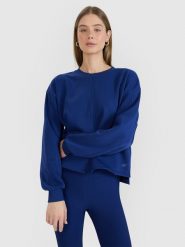 4F Bluza dresowa oversize nierozpinana bez kaptura damska - granatowa L. Niebieskie bluzy bez kaptura damskie 4f, l, z bawełny. W wyprzedaży za 79.99 zł.