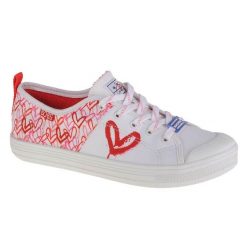 Buty sportowe Sneakersy damskie, Skechers Bobs B Cool-All Corazon. Białe buty sportowe na co dzień damskie Skechers, bez wzorów, z materiału, trekkingowe. Za 169.99 zł.