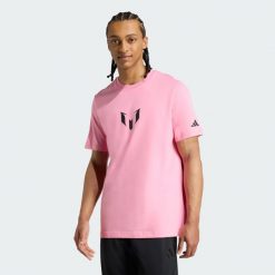 Koszulka z grafiką Messiego. Czerwone t-shirty sportowe męskie Adidas, m, bez ramiączek, do piłki nożnej. Za 179.00 zł.