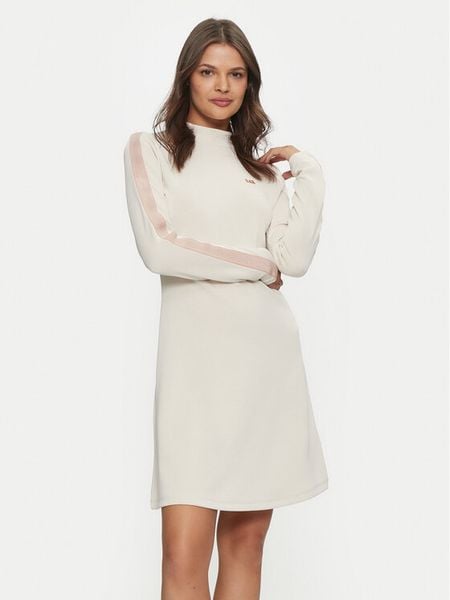 EA7 Emporio Armani Sukienka codzienna 6DTA54 TJZBZ 1120 Beżowy Regular Fit. Brązowe sukienki damskie EA7 Emporio Armani, na co dzień, xs, bez wzorów, z syntetyku, bez kołnierzyka, bez ramiączek, proste. Za 369.99 zł.