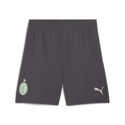 Męskie szorty AC Milan 24/25 PUMA Shadow Gray Fresh Mint Green. Zielone szorty męskie Puma, z materiału, bez kołnierzyka. Za 207.10 zł.