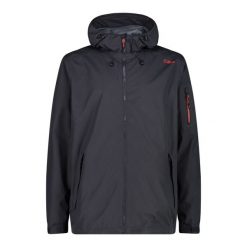 Kurtka przeciwdeszczowa z kapturem CMP. Czarne kurtki męskie CMP, l, bez wzorów, sportowe, z kapturem. Za 356.00 zł.