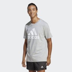 Koszulka męska adidas Essentials Single Jersey Big Logo Tee. Białe t-shirty sportowe męskie Adidas, l, z bawełny, bez ramiączek, na fitness i siłownię. Za 141.80 zł.
