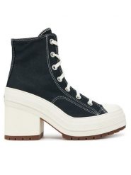 Converse Trzewiki Chuck 70 De Luxe Heel A05347C Czarny. Czarne botki damskie Converse, z materiału, bez obcasa, na słupku, bez zapięcia. Za 519.99 zł.