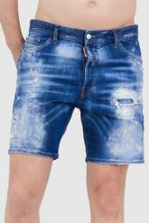 DSQUARED2 Jeansowe szorty męskie. Niebieskie szorty męskie Dsquared2, z jeansu, bez kołnierzyka. W wyprzedaży za 1,399.99 zł.