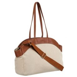 Duża torba damska wykonana ze skóry naturalnej i włókna poliamidowego w beżowo-brązowym kolorze Peterson PTN CAN-01. Brązowe torebki klasyczne damskie Peterson, bez wzorów, z poliamidu, duże, bez dodatków. Za 139.99 zł.