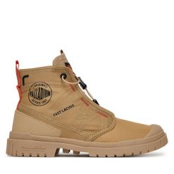 Trapery Palladium. Brązowe trapery damskie Palladium, bez obcasa. Za 289.99 zł.