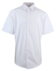 Elegancka Biała Męska Koszula z Krótkim Rękawem - Victorio - Regular. Białe koszule męskie Victorio, m, bez wzorów, z bawełny, bez kołnierzyka, bez ramiączek. Za 119.00 zł.