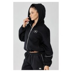 Damska bluza sportowa oversize Rough Radical Trip Hoodie Zip. Czarne bluzy bez kaptura damskie ROUGH RADICAL, bez wzorów, bez ramiączek, bez kaptura. W wyprzedaży za 169.99 zł.