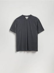 T-shirt regular z bawełną merceryzowaną - szary. Szare t-shirty męskie Reserved, l, bez wzorów, z bawełny, bez kołnierzyka. Za 99.99 zł.