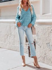 LA Angels Sweter w kolorze błękitnym rozmiar: L. Niebieskie swetry klasyczne damskie LA Angels, l, bez kołnierzyka. Za 135.49 zł.