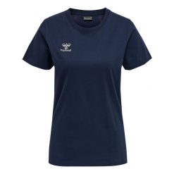 Damska bawełniana koszulka Hummel Move Grid. Niebieskie bluzki sportowe damskie HUMMEL, xl, bez wzorów, z bawełny, bez ramiączek. Za 130.00 zł.
