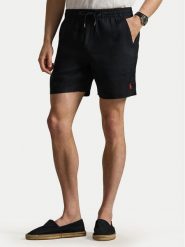 Polo Ralph Lauren Szorty materiałowe 710P08205504 Czarny Regular Fit. Czarne szorty męskie Polo Ralph Lauren, ze lnu, bez kołnierzyka. Za 689.99 zł.