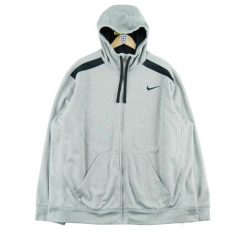 Męska bluza z kapturem Therma-Fit w kolorze szarym. Szare bluzy sportowe męskie Nike, l, z dresówki. Za 102.20 zł.