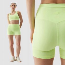 SPODENKI DAMSKIE 4F TRENINGOWE LEGGINSY KRÓTKIE KOLARKI KRÓTKIE KOLOR ZIELONY. Zielone legginsy sportowe damskie 4f, l, z materiału, do biegania. Za 99.99 zł.