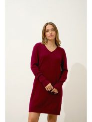 Just Cashmere Kaszmirowa sukienka "Mileya" w kolorze bordowym rozmiar: M. Czerwone sukienki damskie Just Cashmere, na co dzień, m, bez wzorów, z kaszmiru, bez kołnierzyka, bez ramiączek, midi, proste. Za 365.73 zł.