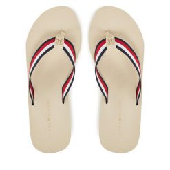 Japonki Tommy Hilfiger. Brązowe klapki damskie Tommy Hilfiger, bez wzorów, bez obcasa. Za 139.99 zł.