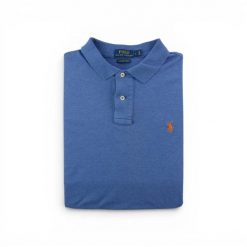 Polo Ralph Lauren koszulka polo męska z krótkim rękawem. Niebieskie koszulki polo męskie Ralph Lauren, l, bez wzorów, z materiału, bez ramiączek. Za 127.76 zł.