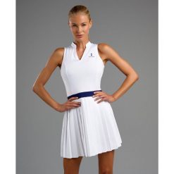 Sukienka tenisowa damska elegancka. Białe sukienki damskie NORDICDOTS, m, bez wzorów, z materiału, eleganckie, bez kołnierzyka, bez ramiączek, sportowe. Za 405.00 zł.