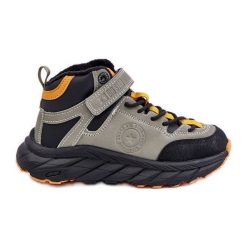 Buty Trekkingowe Trapery Dziecięce Ocieplane Na Rzep Big Star OO374181 Khaki zielone. Zielone śniegowce dziewczęce ze skóry. Za 266.87 zł.