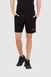 EA7 Krótkie czarne spodenki męskie z naszywką. Czarne szorty męskie EA7 Emporio Armani, z poliesteru, bez kołnierzyka. W wyprzedaży za 329.99 zł.