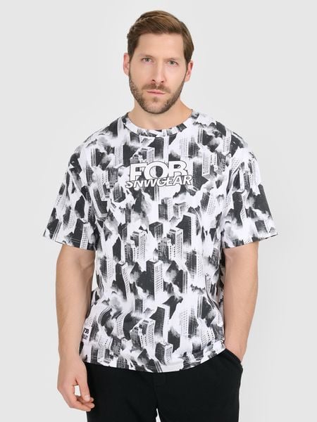 4F T-shirt oversize z nadrukiem męski - multikolor M. T-shirty męskie 4f, m, bez wzorów, z bawełny, bez kołnierzyka. Za 79.99 zł.
